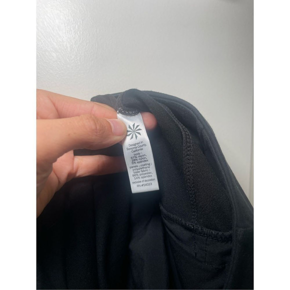 Athleta Luxe Ponte Black Faux Leather Zipper Moto Leggings Womens Size Medium - Picture 8 of 9